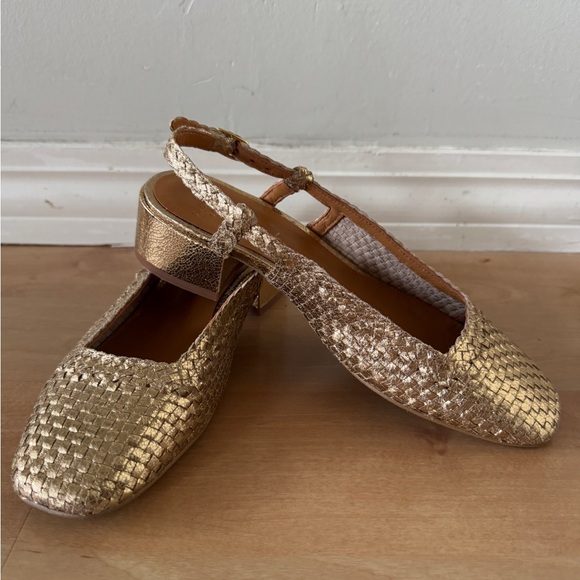 Sezane Gold Woven Slingback Flats - Picture 4 of 8